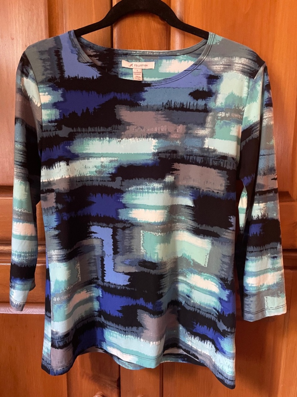 JM Collection Artistic Print Top, Size Small